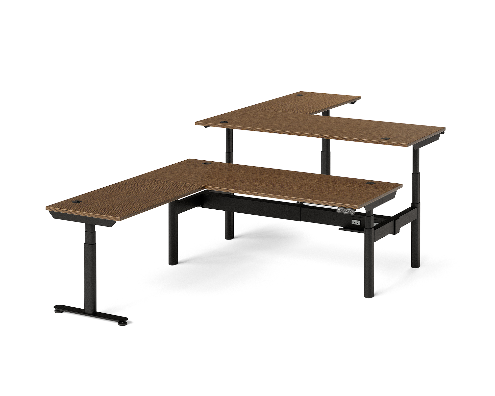 Sol L-Shaped Adjustable-Height Desks for 2
