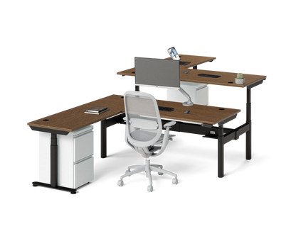 Sol L-Shaped Adjustable-Height Desks for 2