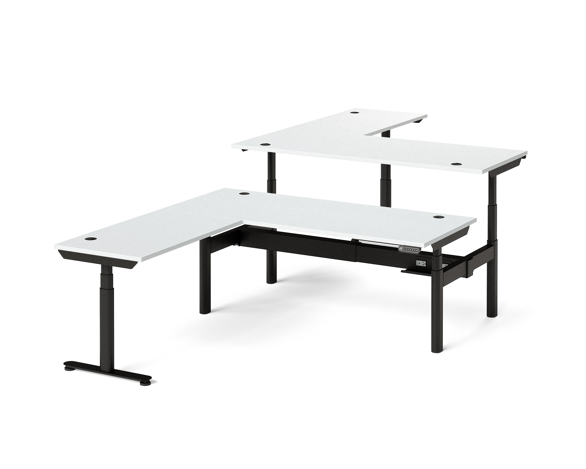 Sol L-Shaped Adjustable-Height Desks for 2