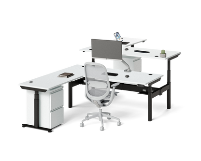 Sol L-Shaped Adjustable-Height Desks for 2