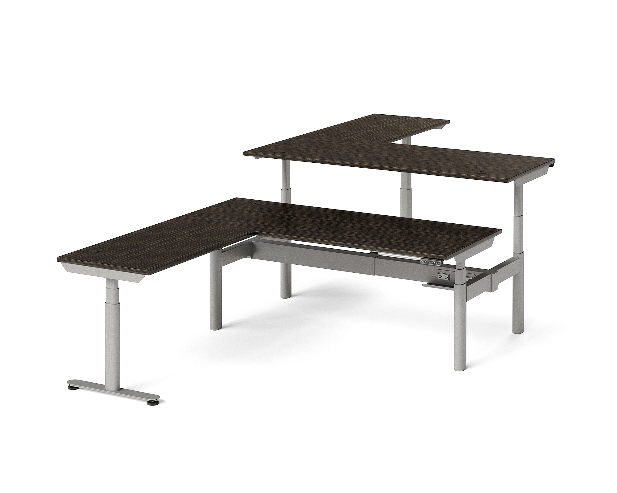 Sol L-Shaped Adjustable-Height Desks for 2