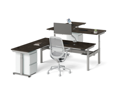 Sol L-Shaped Adjustable-Height Desks for 2