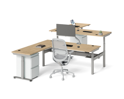Sol L-Shaped Adjustable-Height Desks for 2