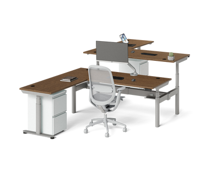 Sol L-Shaped Adjustable-Height Desks for 2
