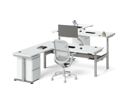 Sol L-Shaped Adjustable-Height Desks for 2