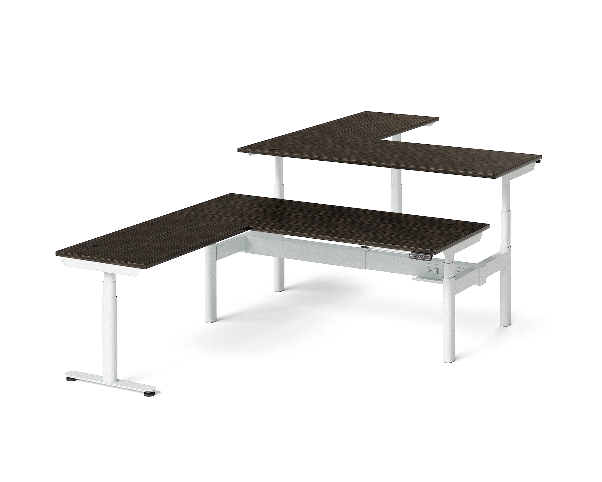 Sol L-Shaped Adjustable-Height Desks for 2