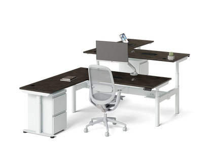 Sol L-Shaped Adjustable-Height Desks for 2