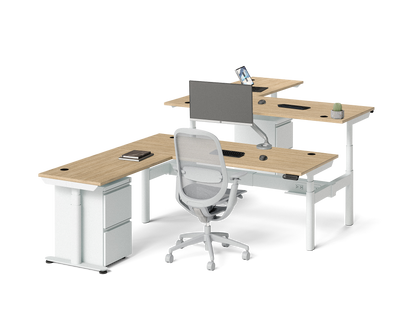 Sol L-Shaped Adjustable-Height Desks for 2