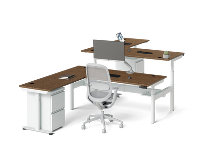 Sol L-Shaped Adjustable-Height Desks for 2