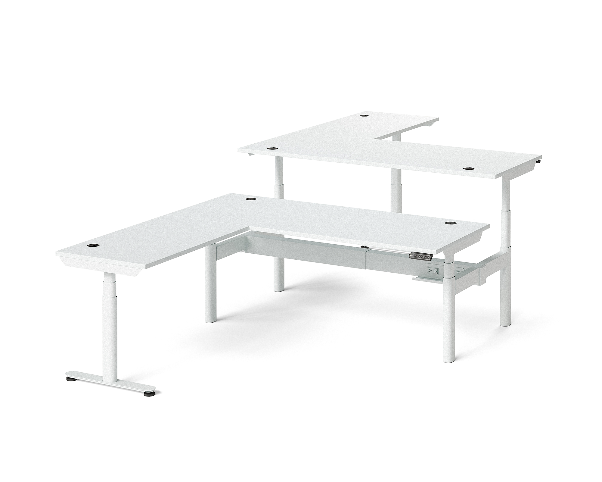 Sol L-Shaped Adjustable-Height Desks for 2
