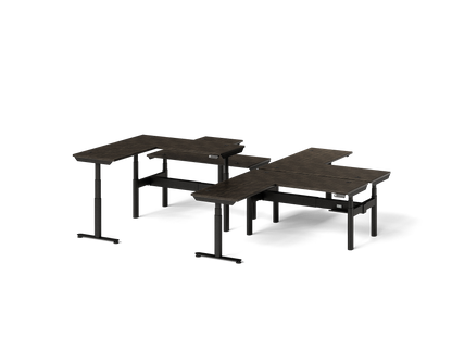 Sol L-Shaped Adjustable-Height Desks for 4