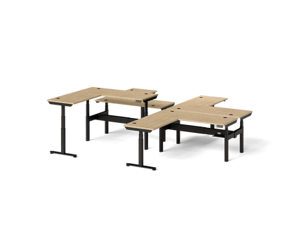 Sol L-Shaped Adjustable-Height Desks for 4