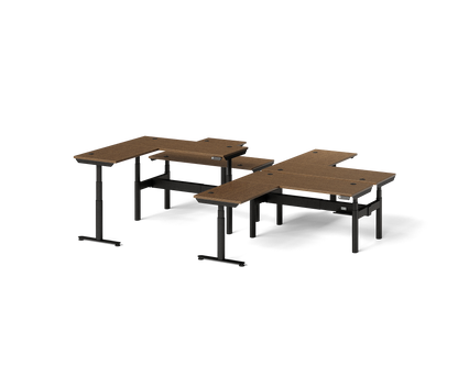 Sol L-Shaped Adjustable-Height Desks for 4