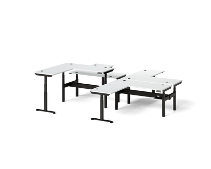 Sol L-Shaped Adjustable-Height Desks for 4