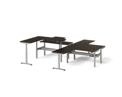Sol L-Shaped Adjustable-Height Desks for 4