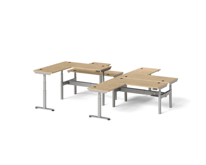 Sol L-Shaped Adjustable-Height Desks for 4