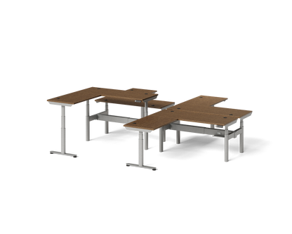 Sol L-Shaped Adjustable-Height Desks for 4
