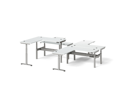 Sol L-Shaped Adjustable-Height Desks for 4