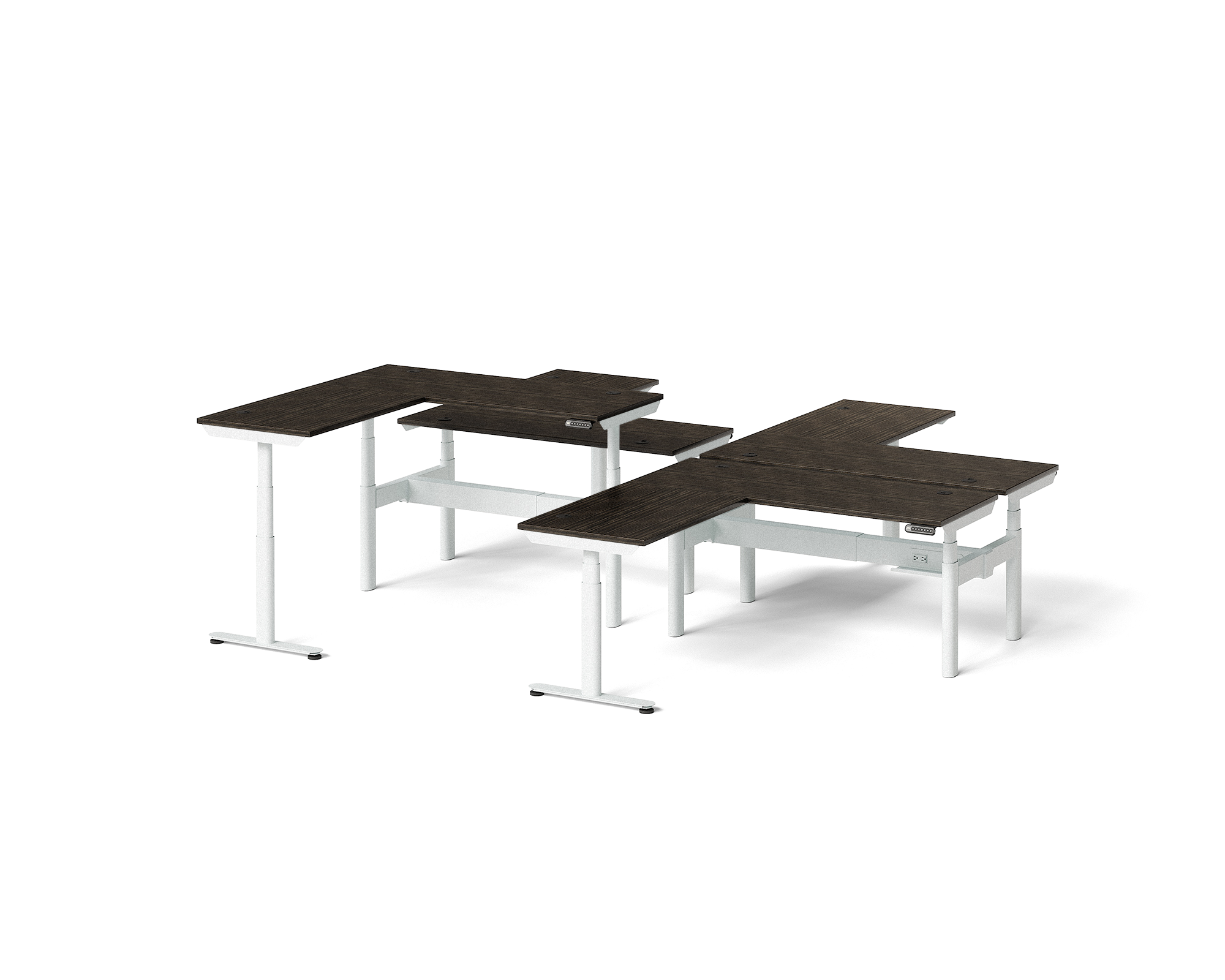 Sol L-Shaped Adjustable-Height Desks for 4