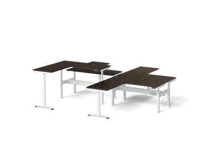 Sol L-Shaped Adjustable-Height Desks for 4