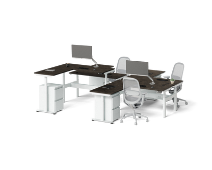 Sol L-Shaped Adjustable-Height Desks for 4