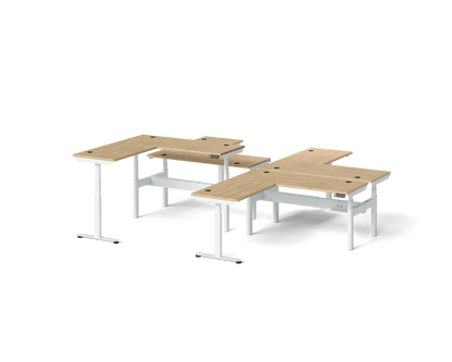 Sol L-Shaped Adjustable-Height Desks for 4