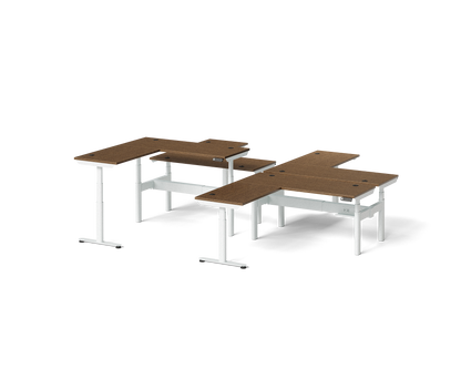 Sol L-Shaped Adjustable-Height Desks for 4