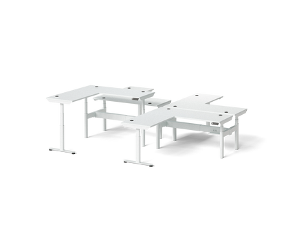 Sol L-Shaped Adjustable-Height Desks for 4