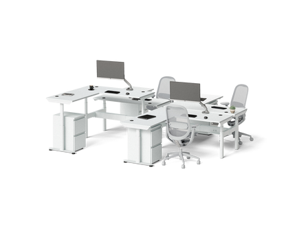 Sol L-Shaped Adjustable-Height Desks for 4