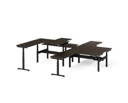 Sol L-Shaped Adjustable-Height Desks for 4