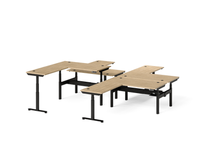 Sol L-Shaped Adjustable-Height Desks for 4