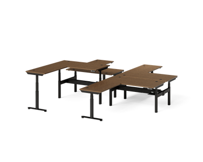 Sol L-Shaped Adjustable-Height Desks for 4