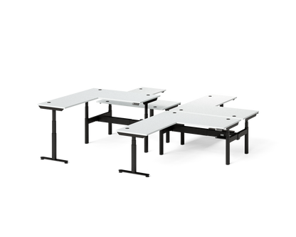 Sol L-Shaped Adjustable-Height Desks for 4