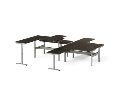 Sol L-Shaped Adjustable-Height Desks for 4
