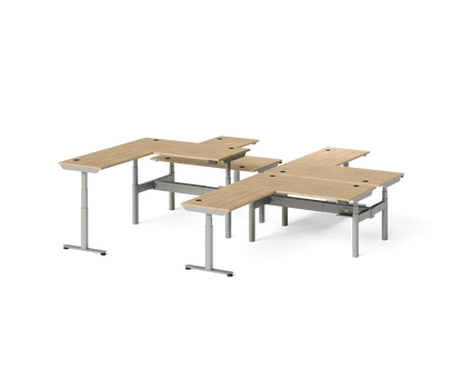 Sol L-Shaped Adjustable-Height Desks for 4