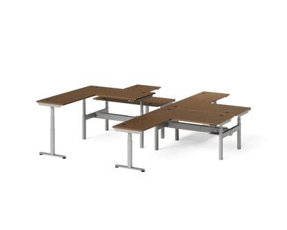 Sol L-Shaped Adjustable-Height Desks for 4