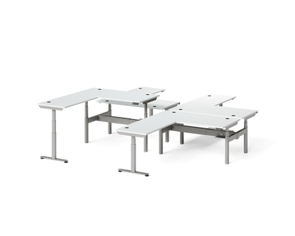 Sol L-Shaped Adjustable-Height Desks for 4