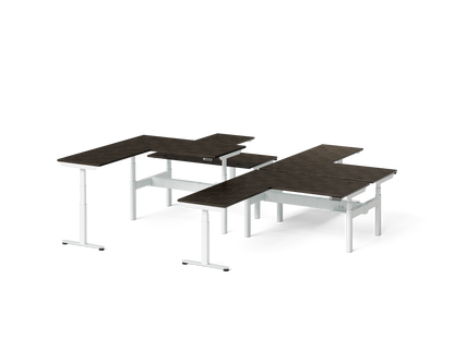 Sol L-Shaped Adjustable-Height Desks for 4
