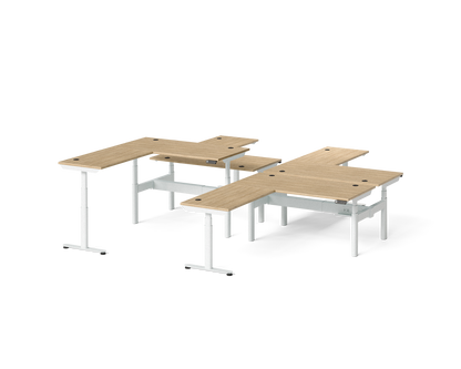 Sol L-Shaped Adjustable-Height Desks for 4