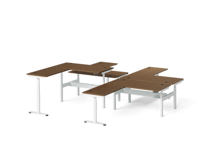 Sol L-Shaped Adjustable-Height Desks for 4