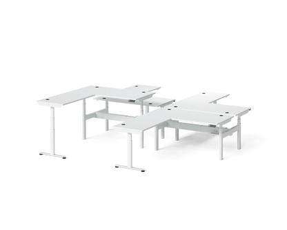 Sol L-Shaped Adjustable-Height Desks for 4
