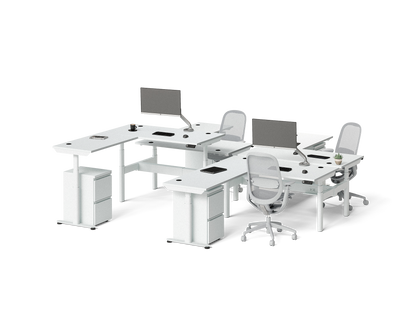 Sol L-Shaped Adjustable-Height Desks for 4