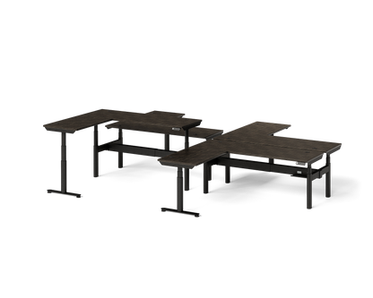Sol L-Shaped Adjustable-Height Desks for 4
