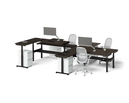 Sol L-Shaped Adjustable-Height Desks for 4