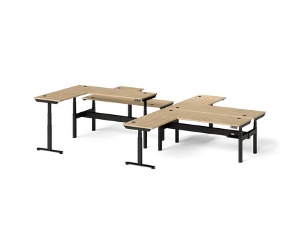 Sol L-Shaped Adjustable-Height Desks for 4