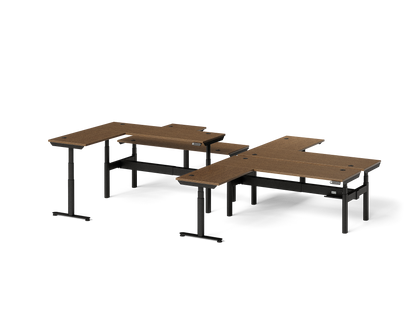 Sol L-Shaped Adjustable-Height Desks for 4