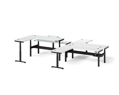 Sol L-Shaped Adjustable-Height Desks for 4
