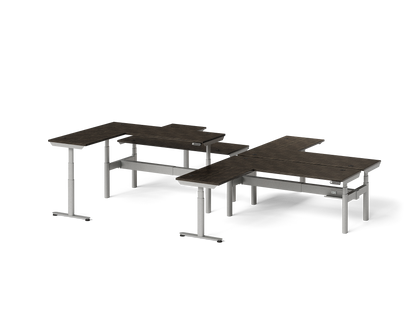 Sol L-Shaped Adjustable-Height Desks for 4