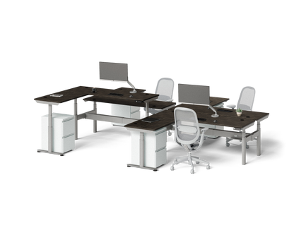Sol L-Shaped Adjustable-Height Desks for 4