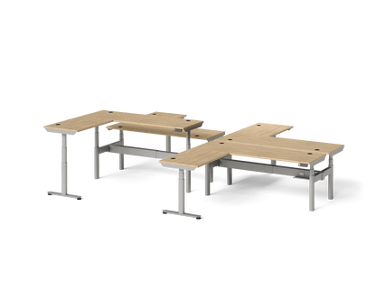 Sol L-Shaped Adjustable-Height Desks for 4
